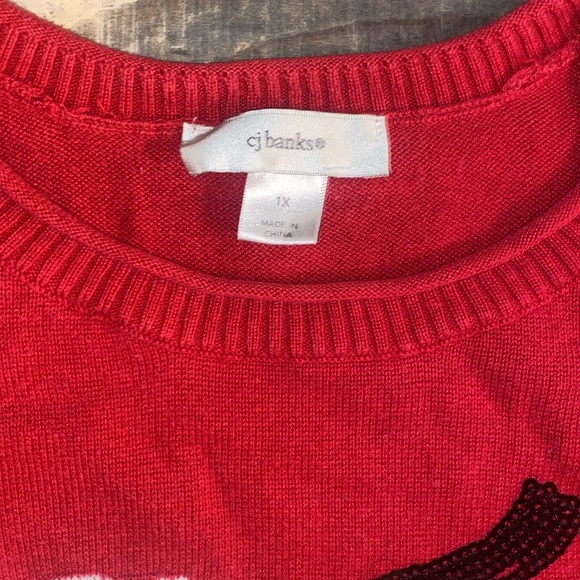 CJ Banks Red Polar Bear Christmas Sweater size 1X - Picture 4 of 4